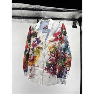 Desigual  Floral Print Button Up Shirt Long Sleeve Women Size M